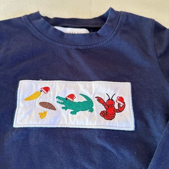 Initially Geaux Navy Kids Shirt with Embroidered Design - Picture 2 of 5